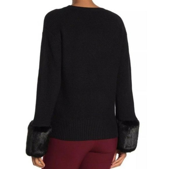 Love Token Knit Sweater with Faux Fur Cuffs - Picture 2 of 7